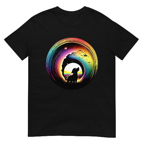 Mens Tshirt Rainbow Dog T-shirt Womens Black Shirt Trendy Tee Animal Lover Shirt Black Dog Tshirt For Men Grey Top For Women Plus Size DTG