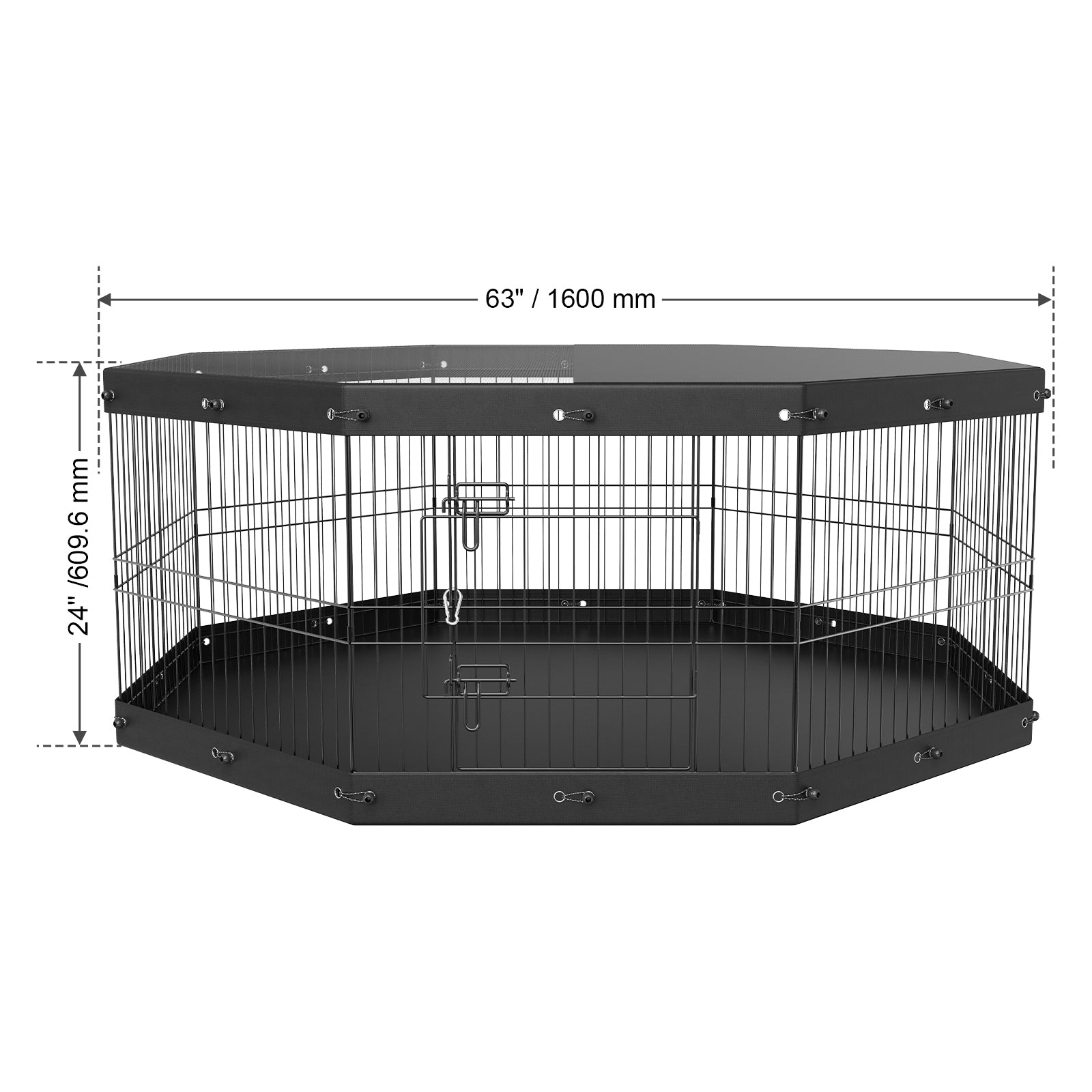 24" Adjustable Metal Pet Playpen – Portable 8-Panel Exercise Pen with Removable Mesh Cover & Ground Stakes for Dogs, Cats, and Small Pets