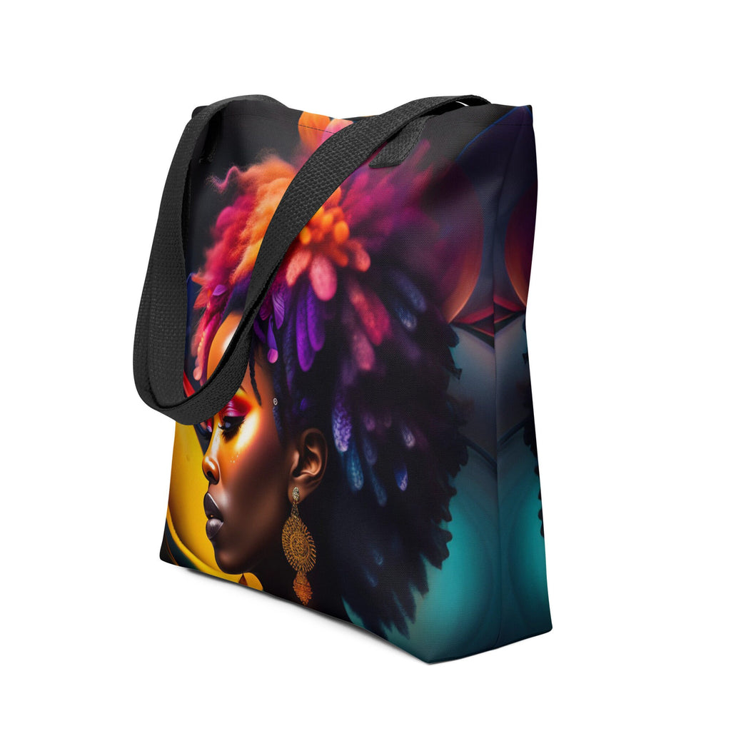 All Over Print Tote Bag Beautiful Black Woman Image Strong Woman Splash Art Colorful Bag Trendy Spring Summer Hand Bag Shopping Purse