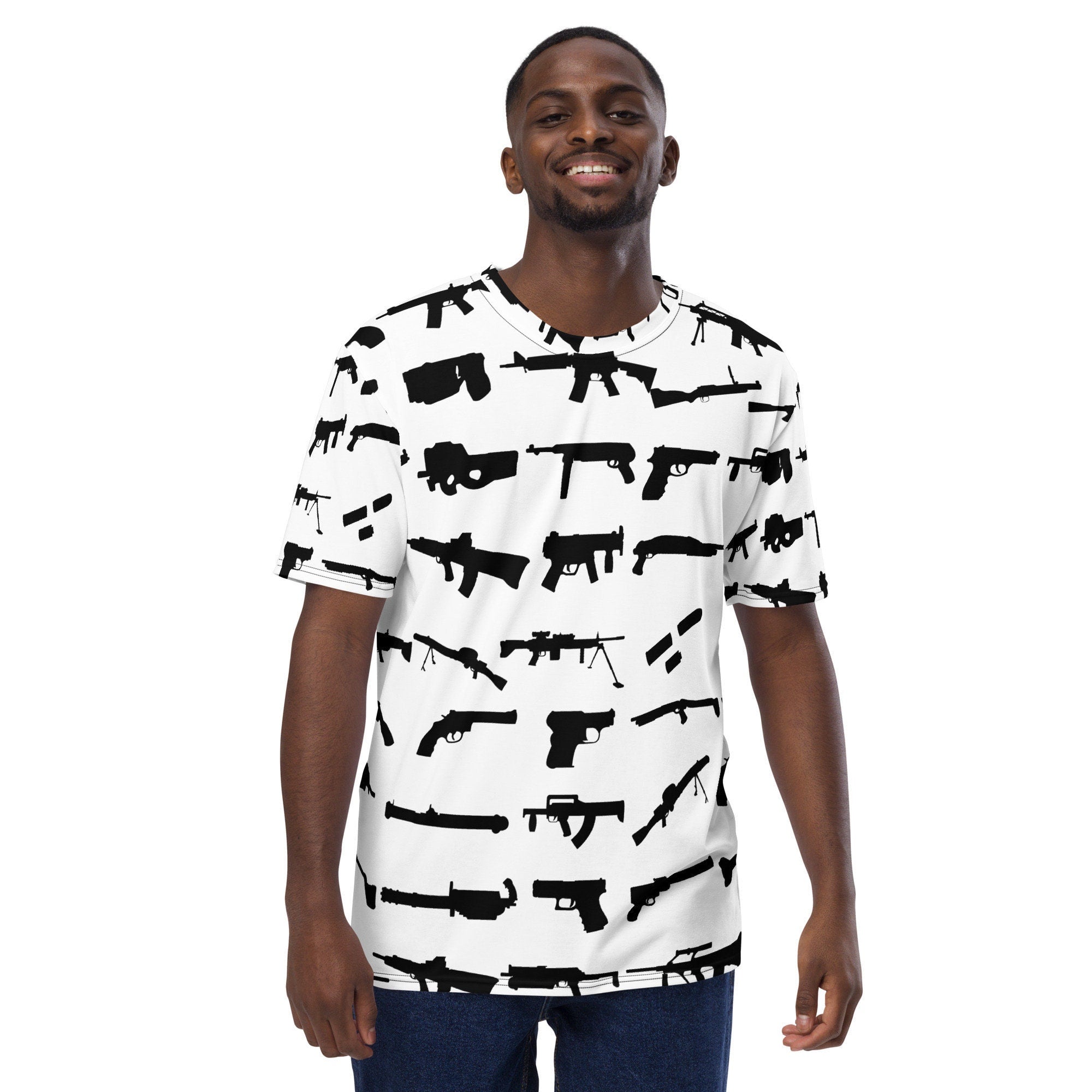 Gun Lover Mens All Over Print T-shirts SVG Image Hunter Shirt Range Target Hunting Tee Rifle Aim Shooting Shooter Shotgun Pistol Handgun
