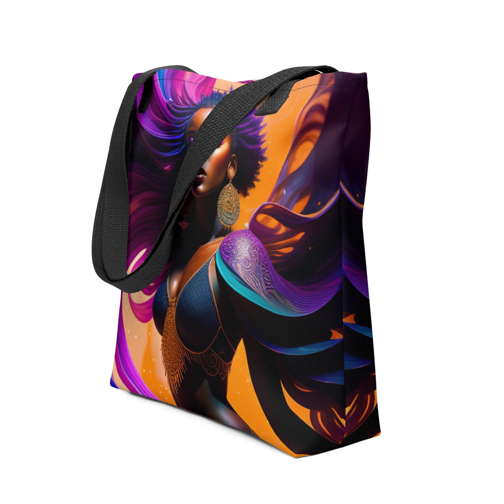 All Over Print Tote Bag Beautiful Black Woman Splash Art Png Image Strong Woman Colorful Bag Trendy Spring Summer Hand Bag Shopping Purse