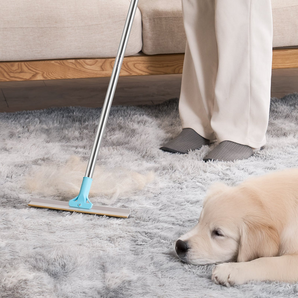 Professional Pet Hair Carpet Rake – Heavy-Duty Grooming Broom with 35.83-55.51" Adjustable Long Handle for Deep Cleaning Rugs, Carpets, and Floors