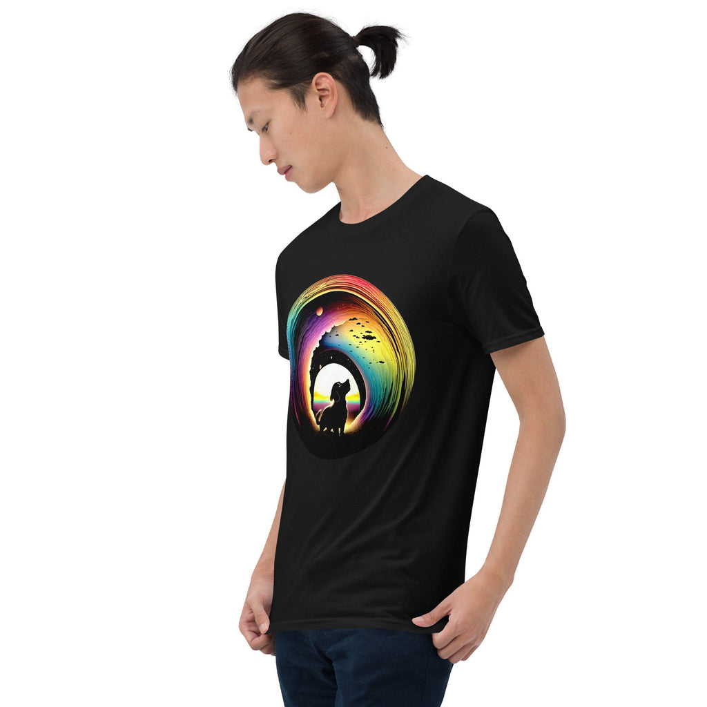 Mens Tshirt Rainbow Dog T-shirt Womens Black Shirt Trendy Tee Animal Lover Shirt Black Dog Tshirt For Men Grey Top For Women Plus Size DTG
