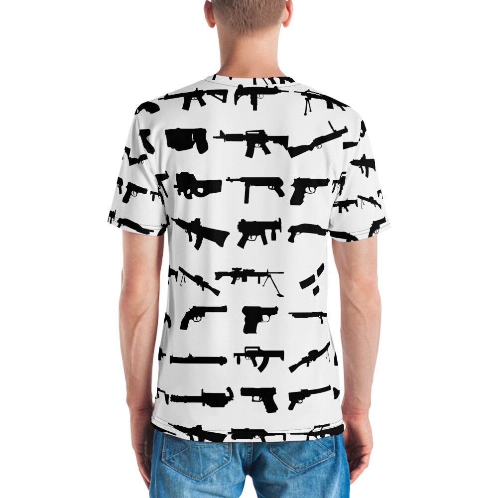 Gun Lover Mens All Over Print T-shirts SVG Image Hunter Shirt Range Target Hunting Tee Rifle Aim Shooting Shooter Shotgun Pistol Handgun
