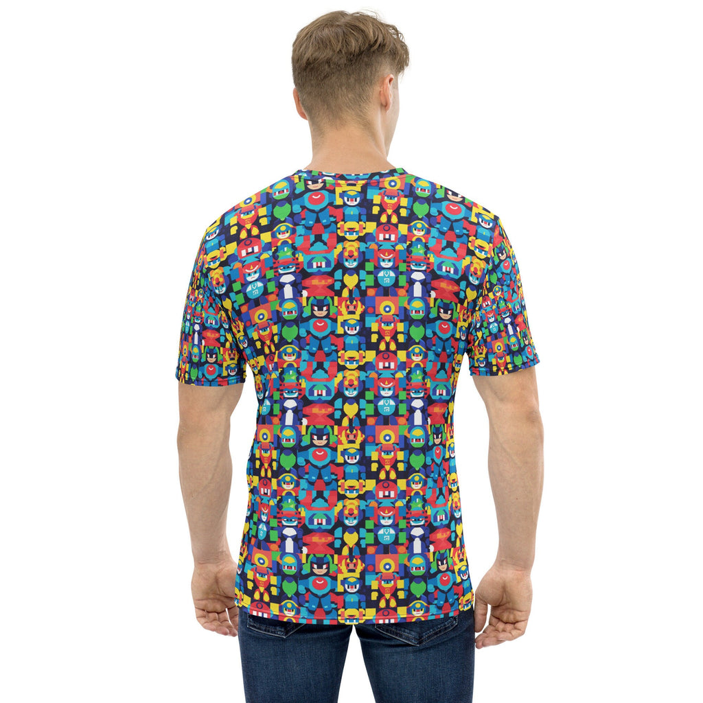 Men's All Over Print T-shirt Megaman-Style Video Game Character Style Retro Art Summer Tshirt For Men Shirt For Spring Womens Shirt All Over