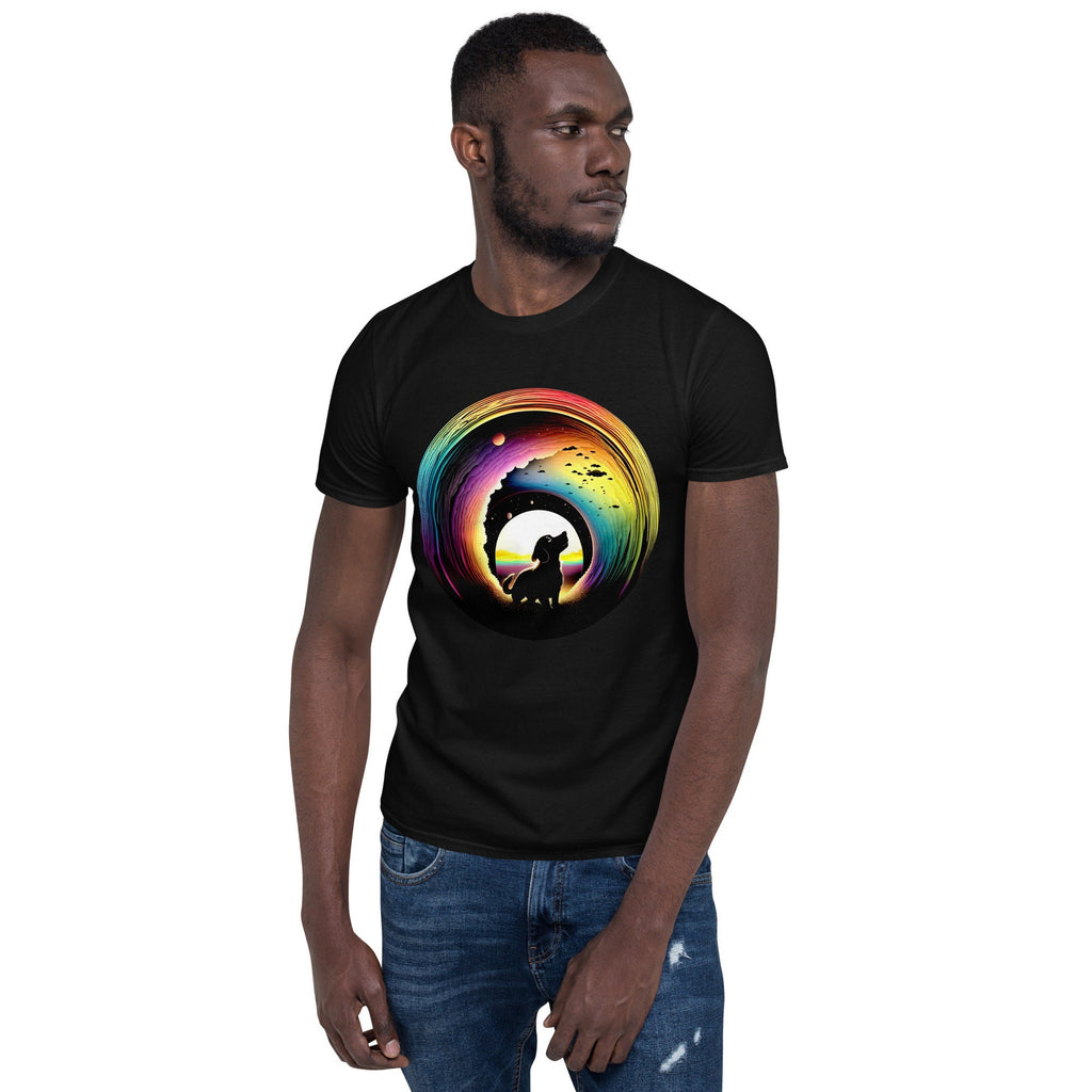 Mens Tshirt Rainbow Dog T-shirt Womens Black Shirt Trendy Tee Animal Lover Shirt Black Dog Tshirt For Men Grey Top For Women Plus Size DTG