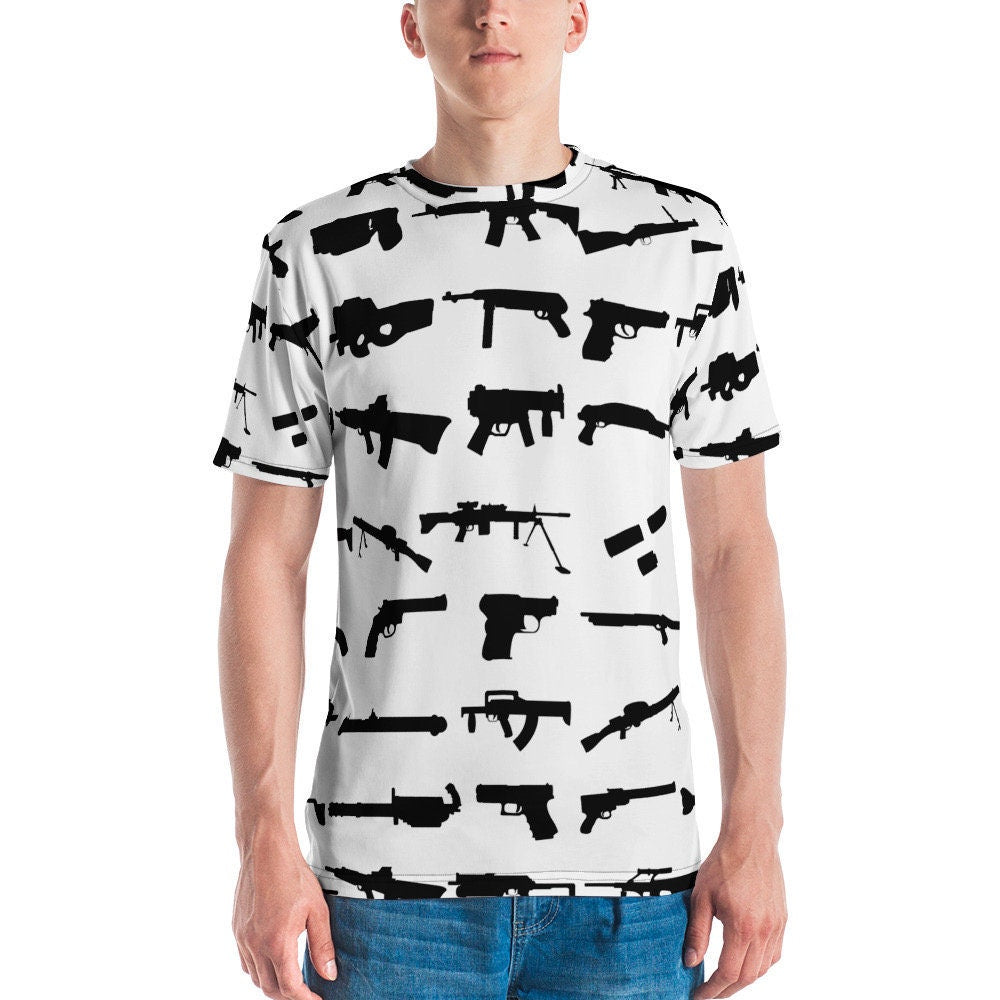 Gun Lover Mens All Over Print T-shirts SVG Image Hunter Shirt Range Target Hunting Tee Rifle Aim Shooting Shooter Shotgun Pistol Handgun