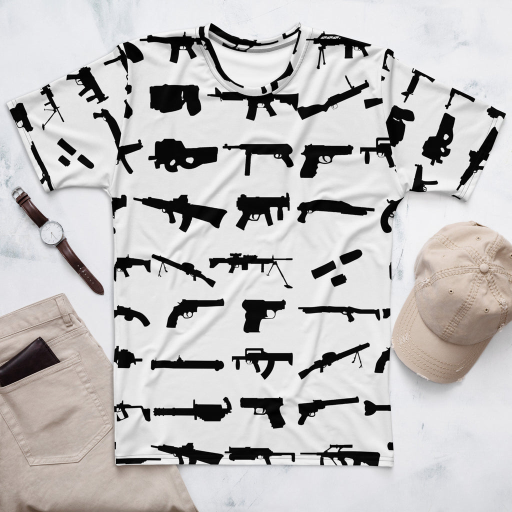 Gun Lover Mens All Over Print T-shirts SVG Image Hunter Shirt Range Target Hunting Tee Rifle Aim Shooting Shooter Shotgun Pistol Handgun