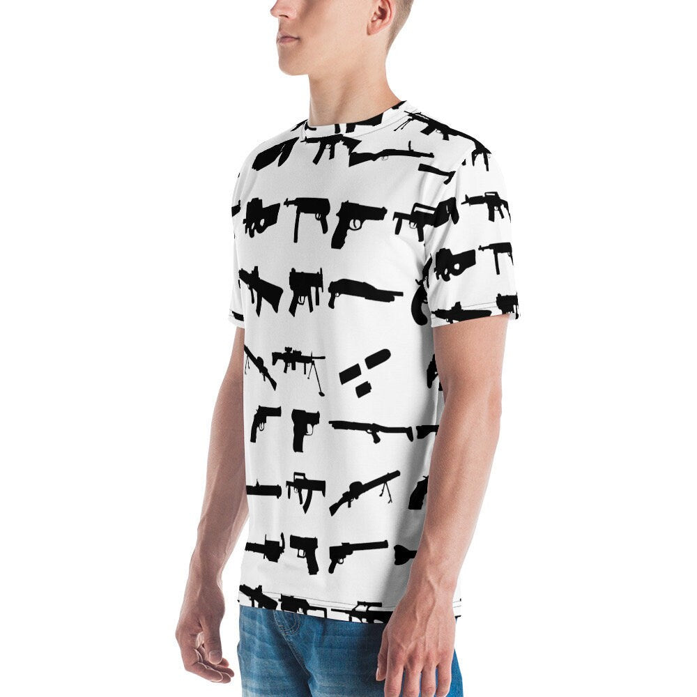 Gun Lover Mens All Over Print T-shirts SVG Image Hunter Shirt Range Target Hunting Tee Rifle Aim Shooting Shooter Shotgun Pistol Handgun