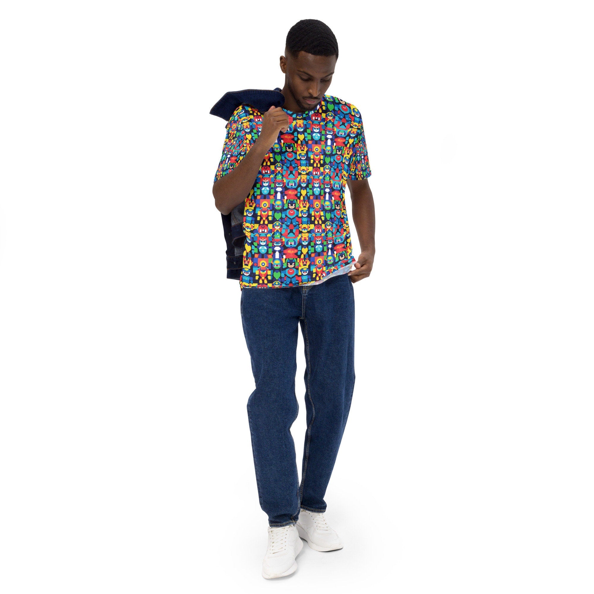Men's All Over Print T-shirt Megaman-Style Video Game Character Style Retro Art Summer Tshirt For Men Shirt For Spring Womens Shirt All Over