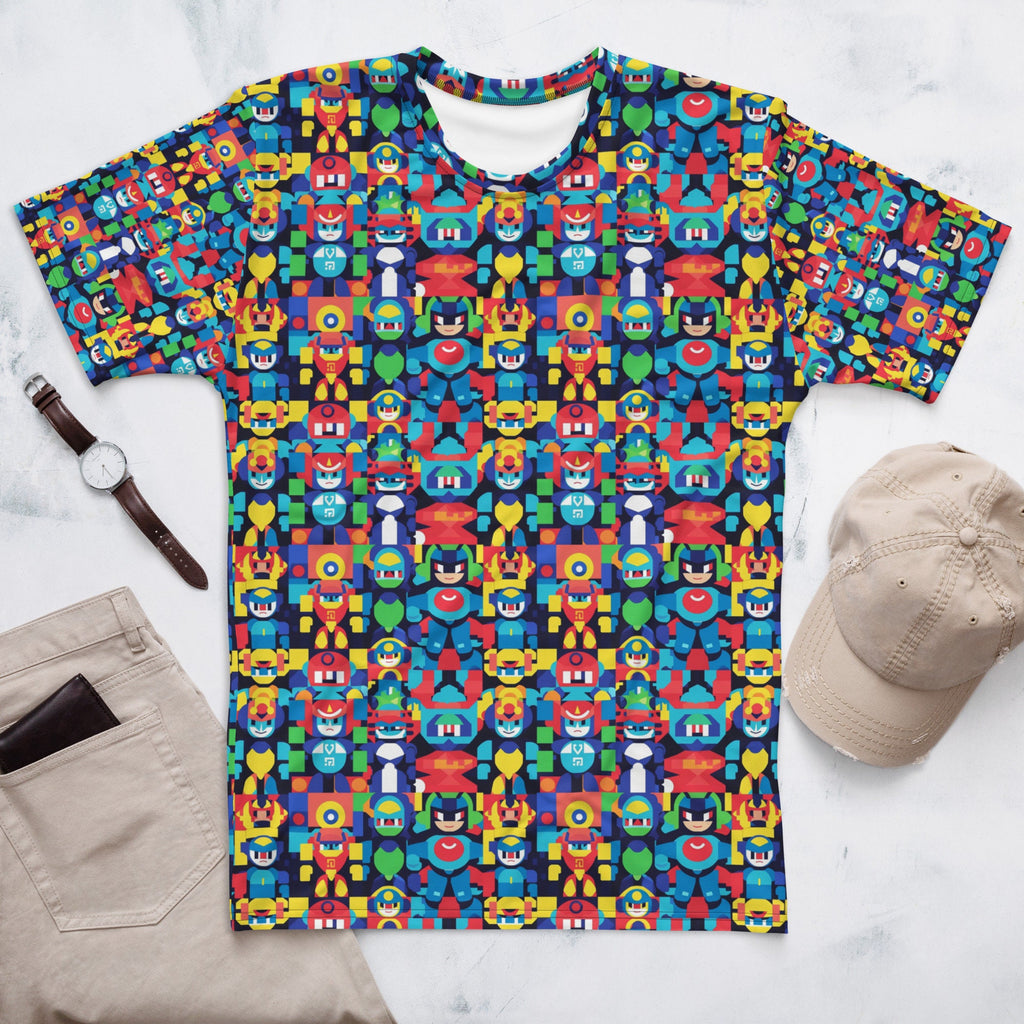 Men's All Over Print T-shirt Megaman-Style Video Game Character Style Retro Art Summer Tshirt For Men Shirt For Spring Womens Shirt All Over
